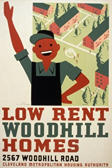 NEW DEAL: WPA POSTER. Low Rent - Woodhill Homes, 2567 Woodhill Road NEW DEAL: WPA POSTER. Low Rent - Woodhill Homes, 2567 Woodhill Road