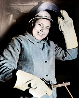 NEW JERSEY: WELDER, c1943. Petrina Moore, a Cherokee Native American, and a welder NEW JERSEY: WELDER, c1943. Petrina Moore, a Cherokee Native American, and a welder