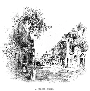 NEW ORLEANS, LOUISIANA. Street scene. Lithograph, American, 1887 NEW ORLEANS, LOUISIANA. Street scene. Lithograph, American, 1887