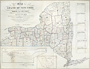 NEW YORK: MAP, 1851. Engraved map of New York State, 1851, made with information NEW YORK: MAP, 1851. Engraved map of New York State, 1851, made with information