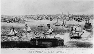 NEWPORT, RHODE ISLAND, 1730. Newport, Rhode Island, in 1730. Lithograph, American, 1864 NEWPORT, RHODE ISLAND, 1730. Newport, Rhode Island, in 1730. Lithograph, American, 1864