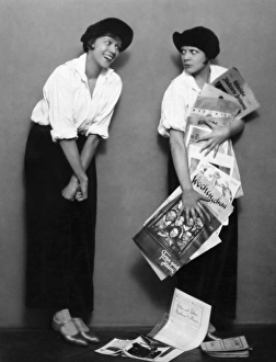 NEWSBOYS, c1920. Actresses portraying newsboys in a production of the play Gassenbuben NEWSBOYS, c1920. Actresses portraying newsboys in a production of the play Gassenbuben