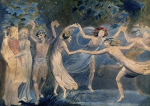 Oberon, Titania and Puck dancing with fairies in a scene from William Shakespeares A Midsummer Nights Dream Oberon, Titania and Puck dancing with fairies in a scene from William Shakespeares A Midsummer Nights Dream