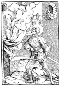 German Woodcut Print of Saint Florian, 16th Century
