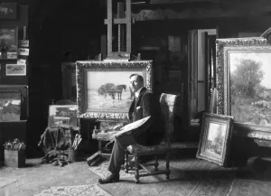 19th Century Artist Prints: PAINTER IN STUDIO. An unidentified painter, possibly Dutch, in his studio. Photograph