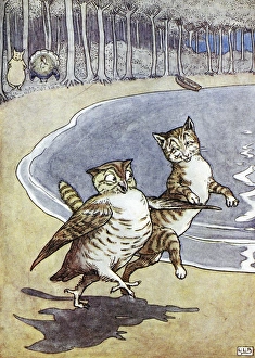 OWL AND THE PUSSYCAT. Illustration by Leslie Brook (1862-1940) OWL AND THE PUSSYCAT. Illustration by Leslie Brook (1862-1940)