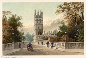 OXFORD: MAGDALEN COLLEGE. A view of Magdalen College, Oxford, from the Magdalen Bridge OXFORD: MAGDALEN COLLEGE. A view of Magdalen College, Oxford, from the Magdalen Bridge