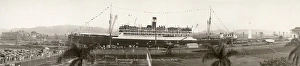 PANAMA: STEAMSHIP, 1939. Commemoration exercises, Gatun Lock, Panama Canal. Panorama PANAMA: STEAMSHIP, 1939. Commemoration exercises, Gatun Lock, Panama Canal. Panorama