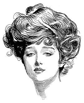 Pen and ink drawing by Charles Dana Gibson, 1900 Pen and ink drawing by Charles Dana Gibson, 1900