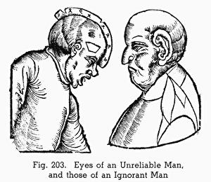 PHYSIOGNOMY, 1531. Eyes of an unreliable man, and those of an ignorant man. Woodcut PHYSIOGNOMY, 1531. Eyes of an unreliable man, and those of an ignorant man. Woodcut