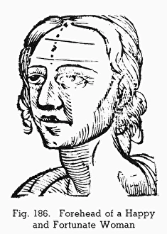 PHYSIOGNOMY, 1648. Forehead of a happy and fortunate woman PHYSIOGNOMY, 1648. Forehead of a happy and fortunate woman