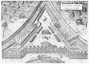Plan of Fort Caroline on the St. John's River, built by the second French expedition Plan of Fort Caroline on the St. John's River, built by the second French expedition