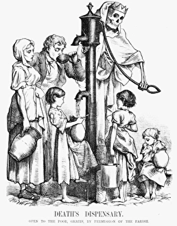 POLLUTION CARTOON, 1866. Deaths Dispensary POLLUTION CARTOON, 1866. Deaths Dispensary