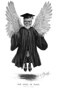Prints of ANDREW CARNEGIE (1835-1919). American industrialist. Cartoon, 1913, on Carnegies founding of the Carnegie Endowment for International Peace Industrialist Prints: Print of Andrew Carnegie, 1913 Cartoon