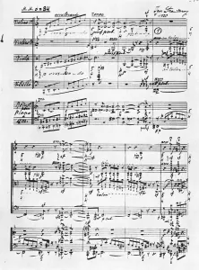 Print of Stravinsky's Concertino for String Quartet page, 1920