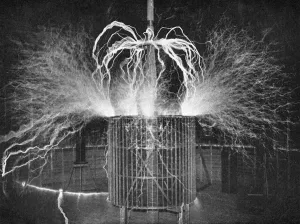 Portrait Prints: Print of Nikola Tesla's Laboratory, c1900