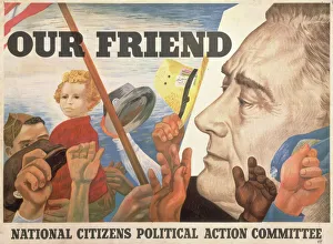 PRESIDENTIAL CAMPAIGN, 1944. Our Friend. Lithograph poster by Ben Shahn, 1944 PRESIDENTIAL CAMPAIGN, 1944. Our Friend. Lithograph poster by Ben Shahn, 1944