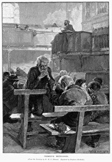 Wood Engraving Artwork Prints: PRIMITIVE METHODISTS, 1888. Primitive Methodists at Prayer