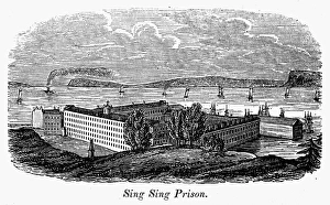 Mid 19th Century Architecture Prints: PRISON: SING SING. The prison at Sing Sing, New York. Wood engraving, 1842