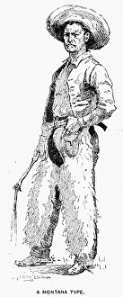 REMINGTON: COWBOY, 1887. A Montana Cowboy. Drawing, 1887, by Frederic Remington REMINGTON: COWBOY, 1887. A Montana Cowboy. Drawing, 1887, by Frederic Remington