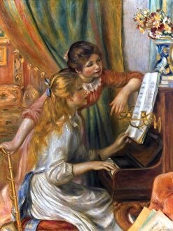 Painting Collection: RENOIR: GIRLS / PIANO, 1892. Pierre Auguste Renoir: Young Girls at a Piano. Oil on canvas, 1892