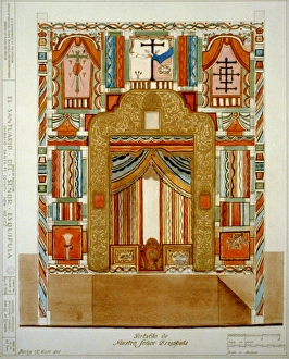 RETABLO, 1816. Architectural drawing for the retablo in El Santuario de Chimayo in Chimayo RETABLO, 1816. Architectural drawing for the retablo in El Santuario de Chimayo in Chimayo
