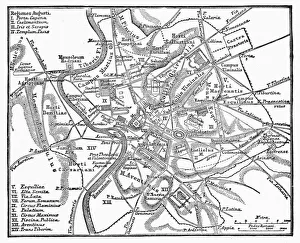 ROMAN EMPIRE: MAP OF ROME. Plan of Rome at the time of Augustus, first Roman emperor, 27 B.C.-14 A.D ROMAN EMPIRE: MAP OF ROME. Plan of Rome at the time of Augustus, first Roman emperor, 27 B.C.-14 A.D