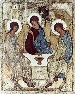 Painting Collection: RUSSIAN ICONS: THE TRINITY. By Andrei Rublev. Wood, 1411