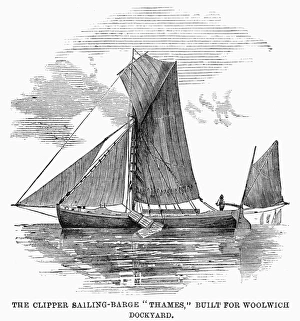 SAILING BARGE, 1859. The clipper sailing-barge Thames, built for use on the Thames River SAILING BARGE, 1859. The clipper sailing-barge Thames, built for use on the Thames River