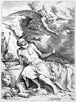 SAINT JEROME (340-420). Church scholar and translator. Etching by Jose Ribera SAINT JEROME (340-420). Church scholar and translator. Etching by Jose Ribera