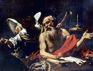 SAINT JEROME & THE ANGEL. Oil by Simon Vouet, c1625 SAINT JEROME & THE ANGEL. Oil by Simon Vouet, c1625