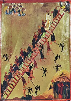 SAINT JOHN CLIMACUS (550-649). Abbot of Mount Sinai. St John Climacus at the top rung of his Ladder of Heavenly Ascent SAINT JOHN CLIMACUS (550-649). Abbot of Mount Sinai. St John Climacus at the top rung of his Ladder of Heavenly Ascent