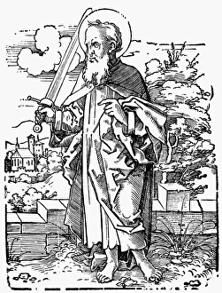 SAINT PAUL. Woodcut, c1530, by Hans Sebald Beham SAINT PAUL. Woodcut, c1530, by Hans Sebald Beham