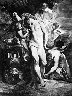 SAINT SEBASTIAN. Third-century Christian martyr. Saint Sebastian assisted by angels SAINT SEBASTIAN. Third-century Christian martyr. Saint Sebastian assisted by angels