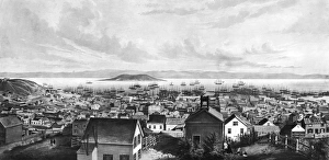 SAN FRANCISCO, 1852. A view of the San Francisco bay. Lithograph, 1852 SAN FRANCISCO, 1852. A view of the San Francisco bay. Lithograph, 1852