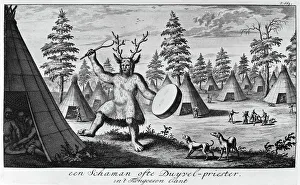SIBERIA: SHAMAN. A shaman of the Tungus people of Siberia, with antlers and ritual drum SIBERIA: SHAMAN. A shaman of the Tungus people of Siberia, with antlers and ritual drum