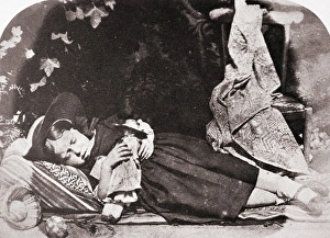 SLEEPING GIRL, c1845. A sleeping child, Elizabeth Logan. Calotype, Edinburgh, Scotland SLEEPING GIRL, c1845. A sleeping child, Elizabeth Logan. Calotype, Edinburgh, Scotland