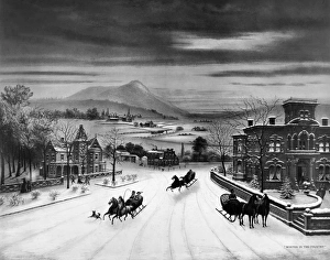 SLEIGHING, 19th CENTURY. Winter in the Country. 19th century lithograph SLEIGHING, 19th CENTURY. Winter in the Country. 19th century lithograph