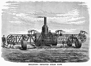 STEAM PLOUGH, 1892. Ingletons Improved Steam Plow. Wood engraving, American, 1892 STEAM PLOUGH, 1892. Ingletons Improved Steam Plow. Wood engraving, American, 1892
