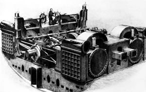 Isambard Kingdom Brunel Designs Prints: STEAMSHIP: SCREW ENGINES. The screw engines designed by James Watt & Co