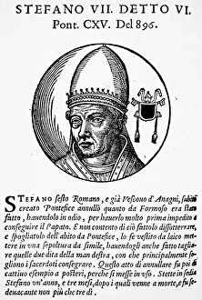 STEPHEN VI (d. 897). Pope, 896-897. Woodcut, Venetian, 1592 STEPHEN VI (d. 897). Pope, 896-897. Woodcut, Venetian, 1592