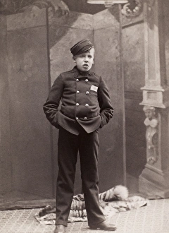 TELEGRAPH BOY, c1890. Original cabinet photograph, American, c1890 TELEGRAPH BOY, c1890. Original cabinet photograph, American, c1890