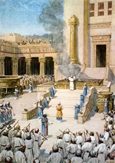 Painting Collection: TEMPLE OF SOLOMON. Dedication of the Temple of Solomon in Jerusalem. Painting by William Hole