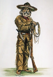 TEXAS COWBOY, 1887. An old-style Texas cowman. Drawing, 1887, by Frederic Remington TEXAS COWBOY, 1887. An old-style Texas cowman. Drawing, 1887, by Frederic Remington