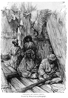 TIBET: VILLAGERS. Village of Gangi Koul. Drawn by Edouard Riou, from a photograph TIBET: VILLAGERS. Village of Gangi Koul. Drawn by Edouard Riou, from a photograph