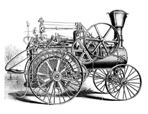 Late 19th Century Transportation Prints: TRACTION ENGINE, 1886. A traction engine
