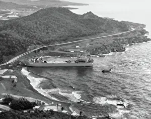 The USS Terrebonne Parish (LST-1156) tank landing ship docking at Windmill Beach The USS Terrebonne Parish (LST-1156) tank landing ship docking at Windmill Beach