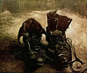 Still life paintings Collection: VAN GOGH: BOOTS, 1886. Boots with Laces. Oil on canvas, Paris, by Vincent Van Gogh