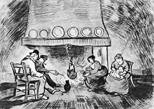 VAN GOGH: FIREPLACE, 1889. In Front of the Fireplace. Pencil drawing, by Vincent Van Gogh VAN GOGH: FIREPLACE, 1889. In Front of the Fireplace. Pencil drawing, by Vincent Van Gogh