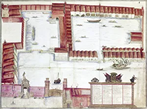 VENICE: ARSENALE. The Arsenale of Venice, Italy. Drawing by Antonio di Natale, 18th century VENICE: ARSENALE. The Arsenale of Venice, Italy. Drawing by Antonio di Natale, 18th century